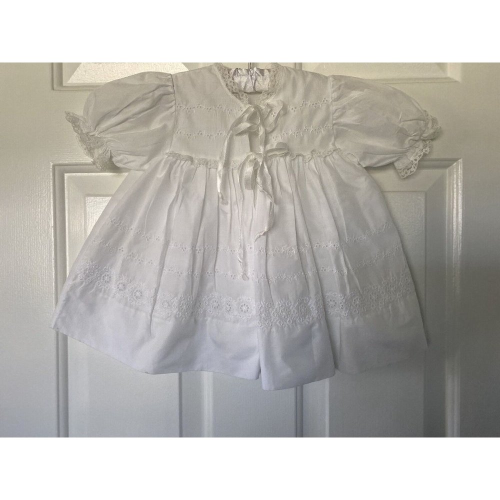 Madonna Baby‎ Girl Boy 4 Pc Baptism Dress Christening Set White Lace Vtg 0-3 Mos - Picture 11 of 16